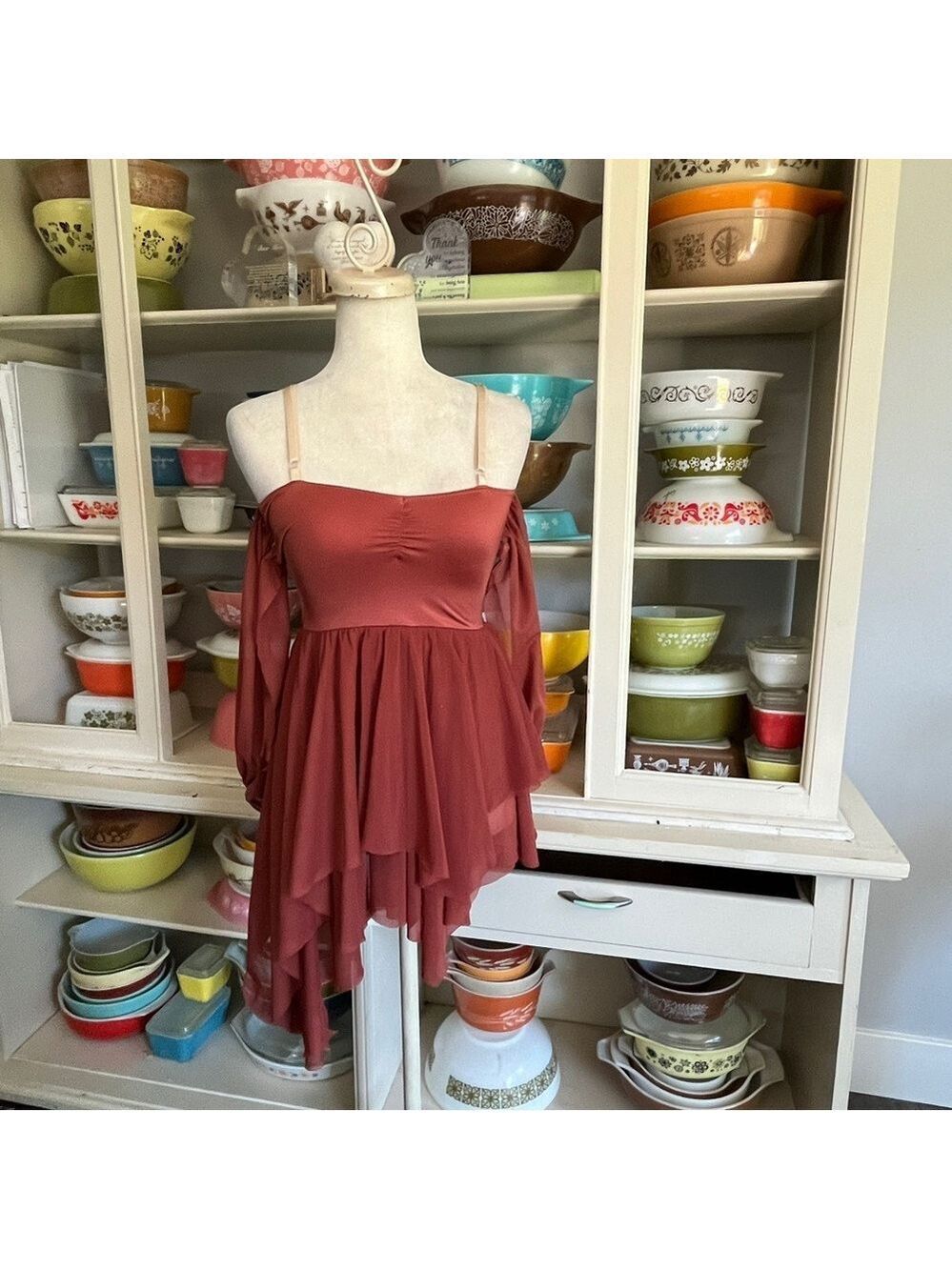 Weissman Showtime Dance Balletcore Dress in Deep Apricot - Size Small